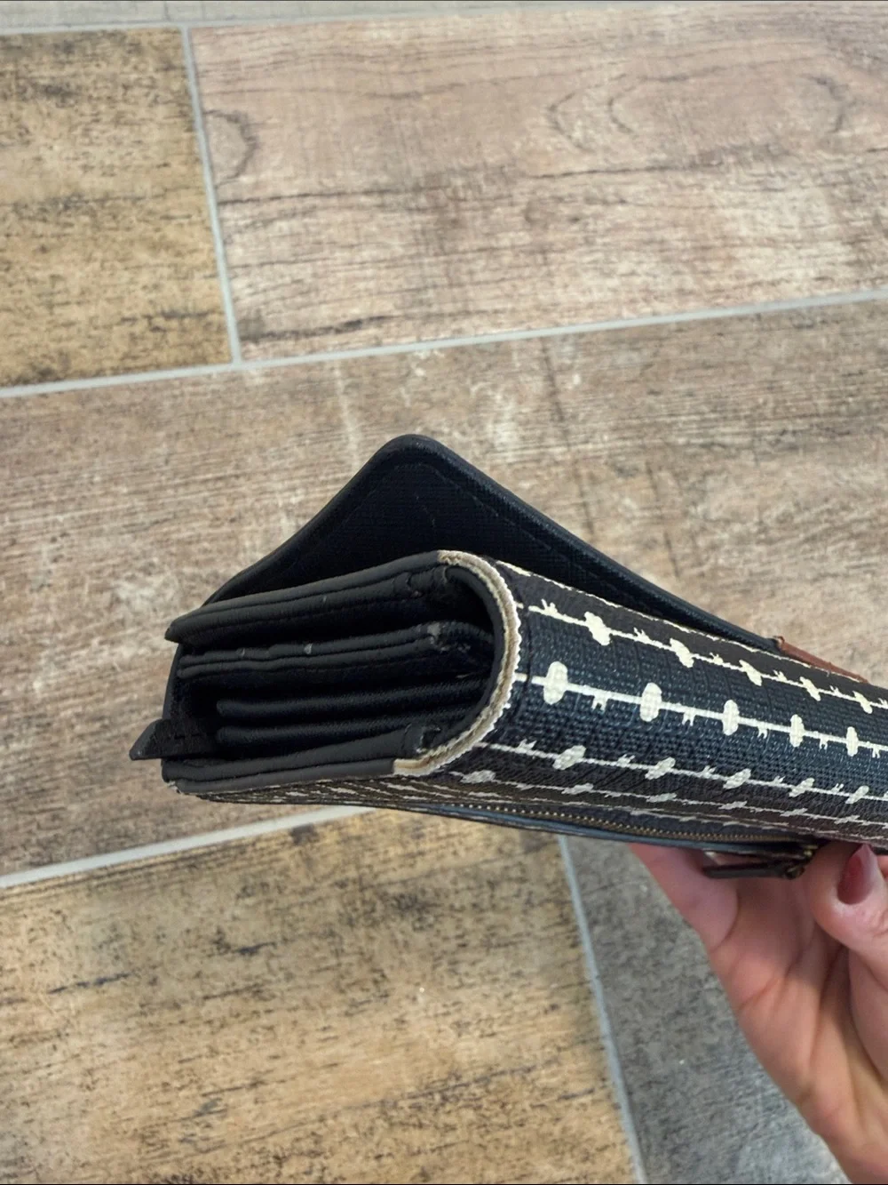 Fossil Black & Cream Polka Dot Wallet Womens